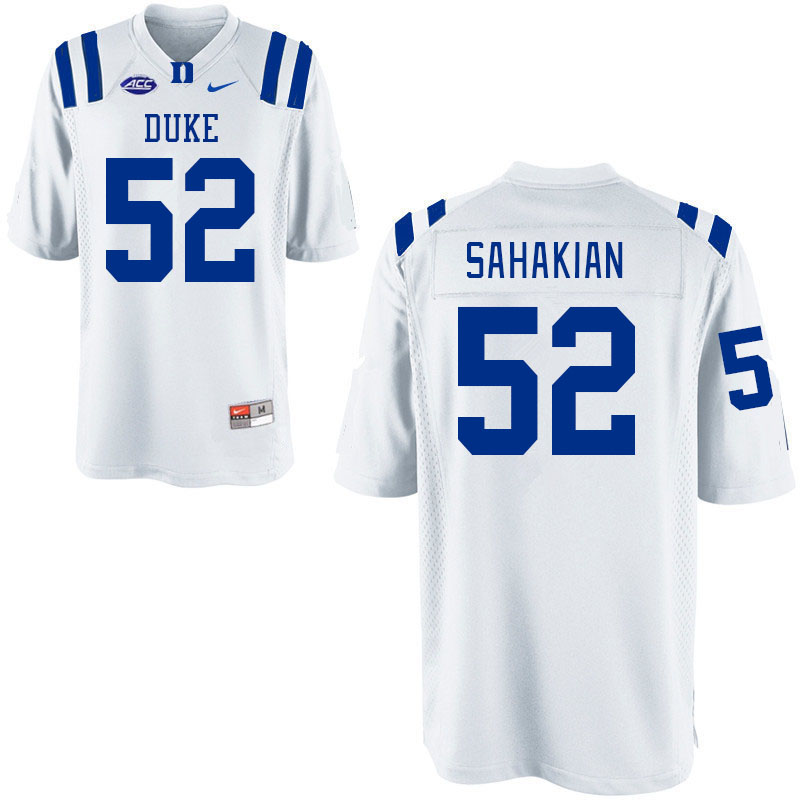 Men #52 Micah Sahakian Duke Blue Devils College Football Jerseys Stitched-White